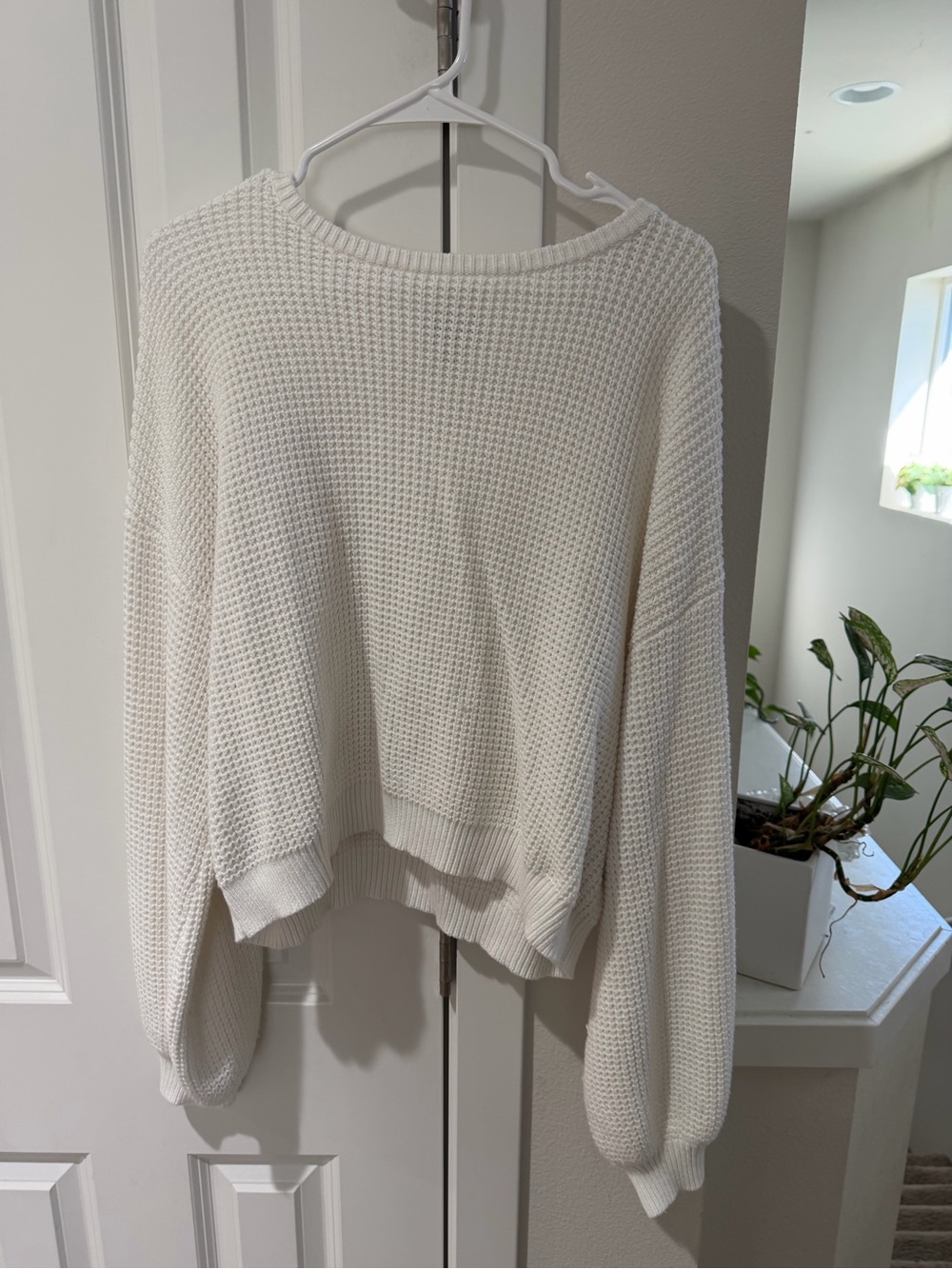 Rhythm Cream Waffle Knit Scoop Neck Sweater